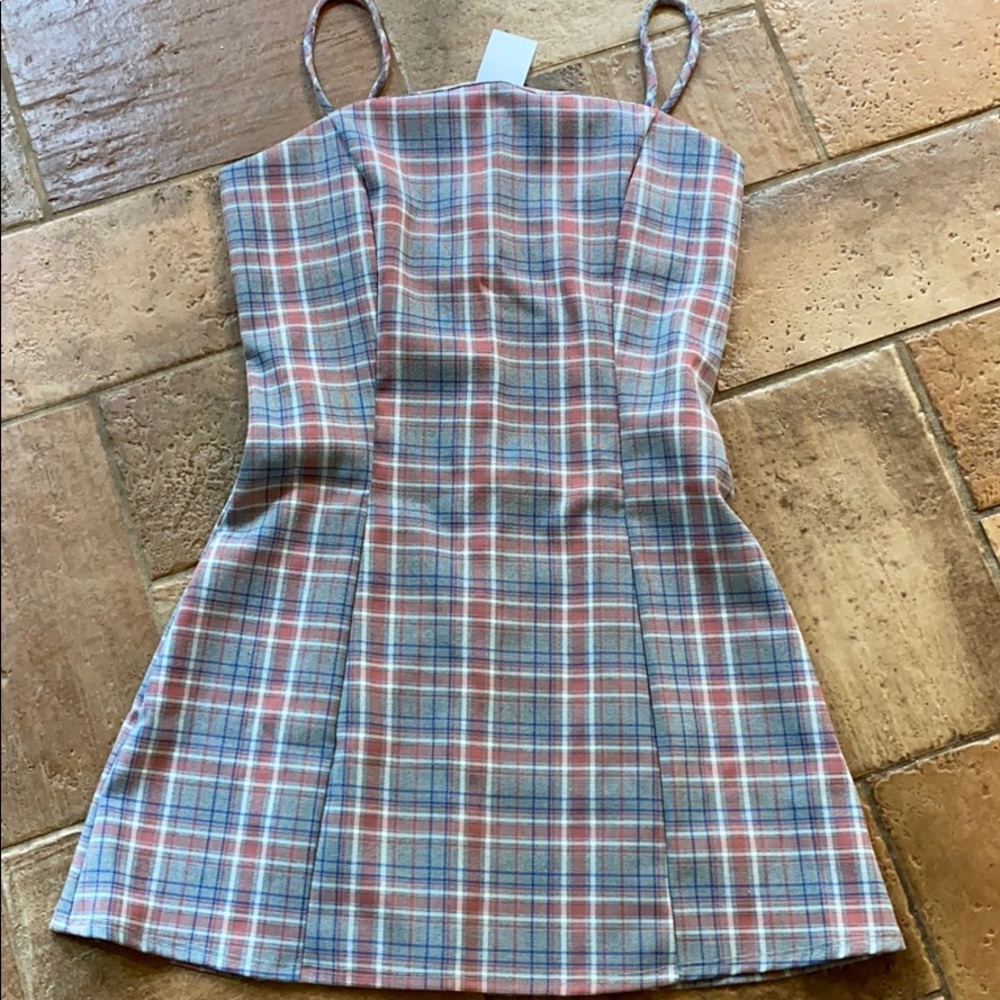 Light pink plaid mini dress